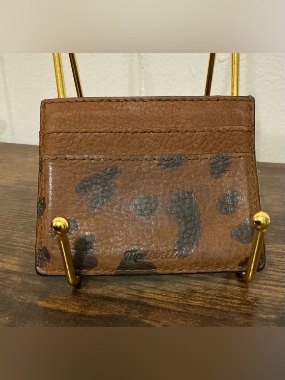 Rare Vintage Madewell Brown Leopard Print Leather Small ID Card Wallet